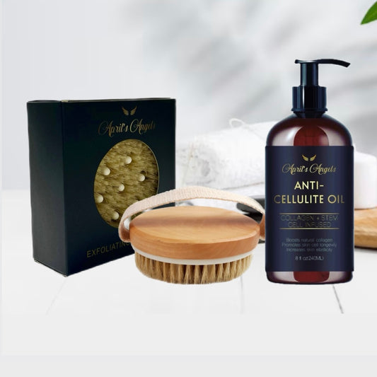 ANTI-CELLULITE MASSAGE OIL & EXFOLIATING DRY BRUSH BUNDLE